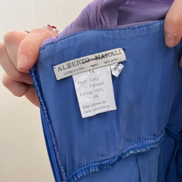 Vintage 90s/Y2K Periwinkle Purple Blue Silk Fairy Goddess Maxi Dress - Picture 8 of 9